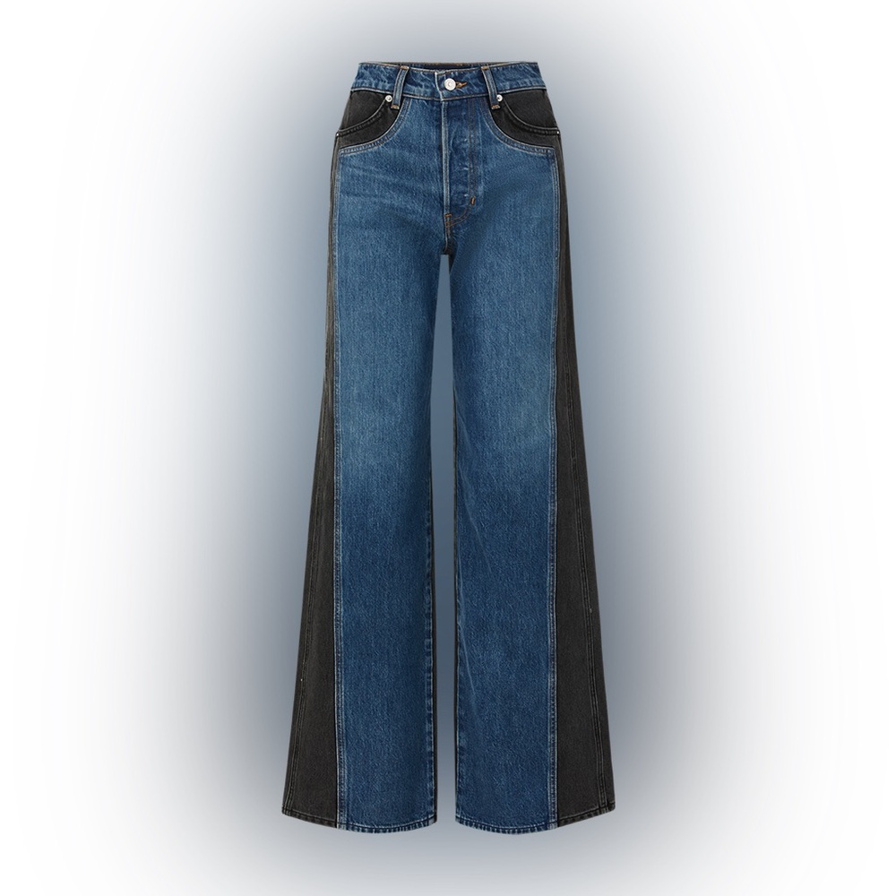 Veronica Beard Taylor Two-Tone Wide-Leg Jean Size 30 - Picture 6 of 11